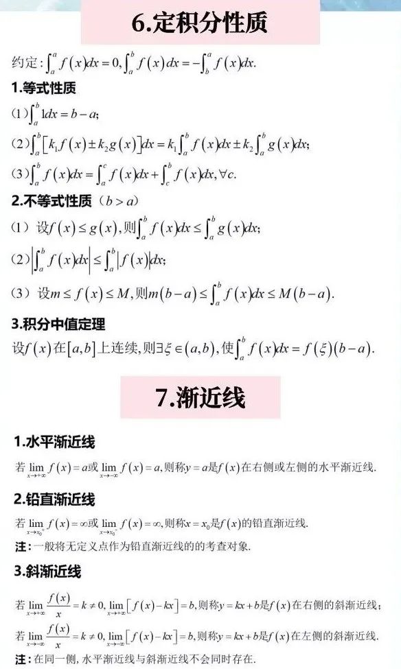 【干货】21考研数学：高等数学常用公式、定理汇总（含打印版）
