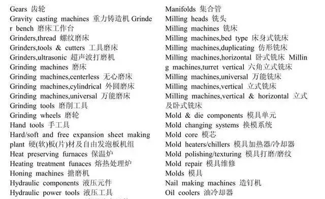 常用机械英语词汇