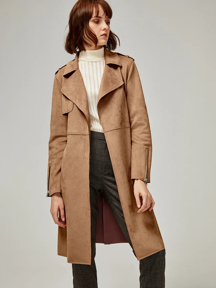 5款麂皮风衣,一年飒三季,法式风,英伦范,走路带风