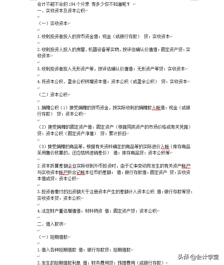 会计不能不会的194个分录，有多少你不知道呢？