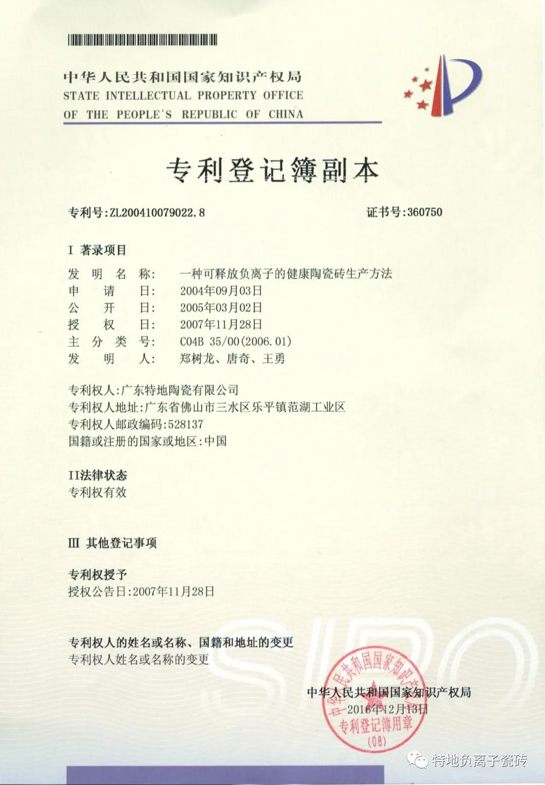 十四年負離子專利品牌|特地斬獲“年度功能性瓷磚（金獎）”