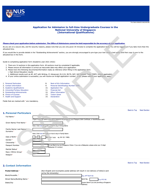 高考生如何申请新加坡国立大学？