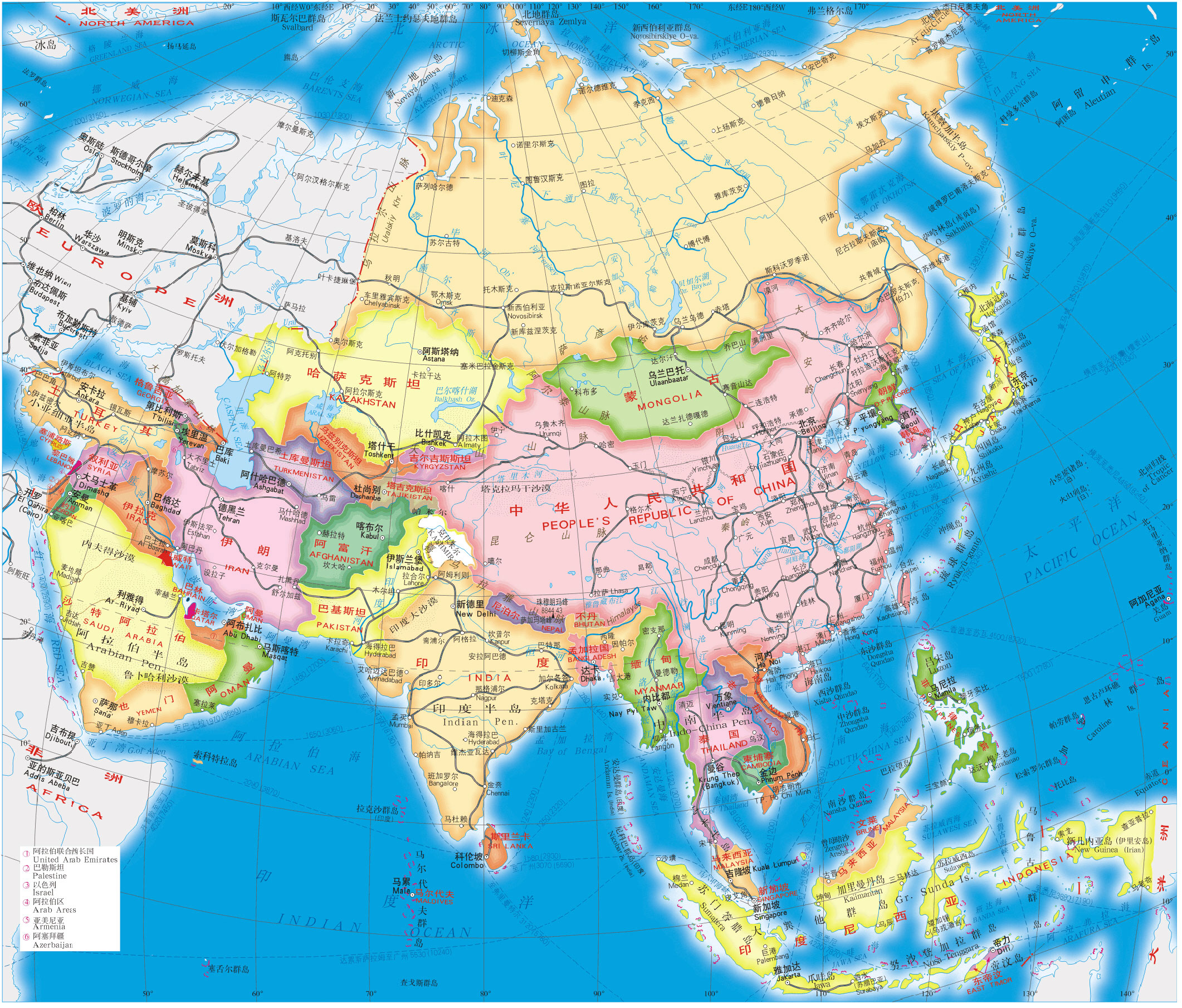 现代亚洲国家地图图片