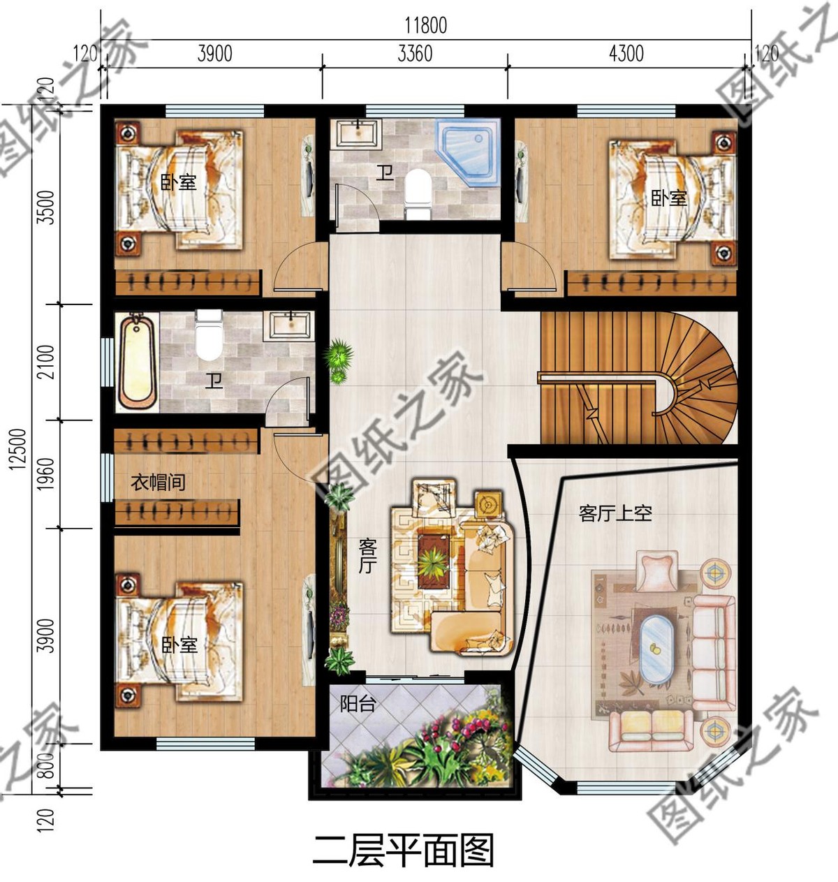 3款最新复式二层农村自建别墅，空中叠墅挑高客厅尽显奢华气质