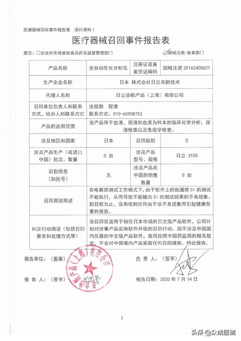 国内销售17.8万余件！知名械企一级召回大批器械（附清单）