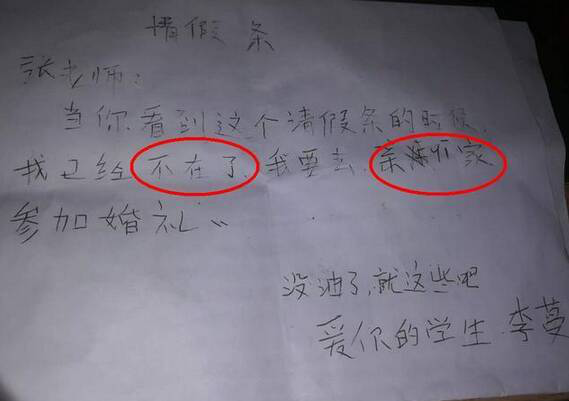 双十一请假条,