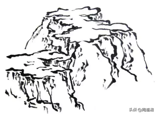 国画教程|山的表现方法、山石墨法及山坡路径、泉水瀑布的画法