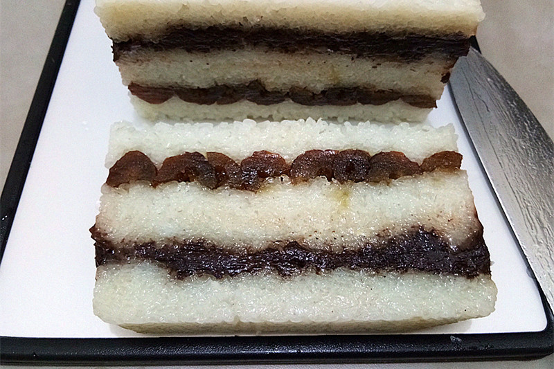 天津街头小吃之江米切糕，层次分明，软糯香甜，做法太简单了