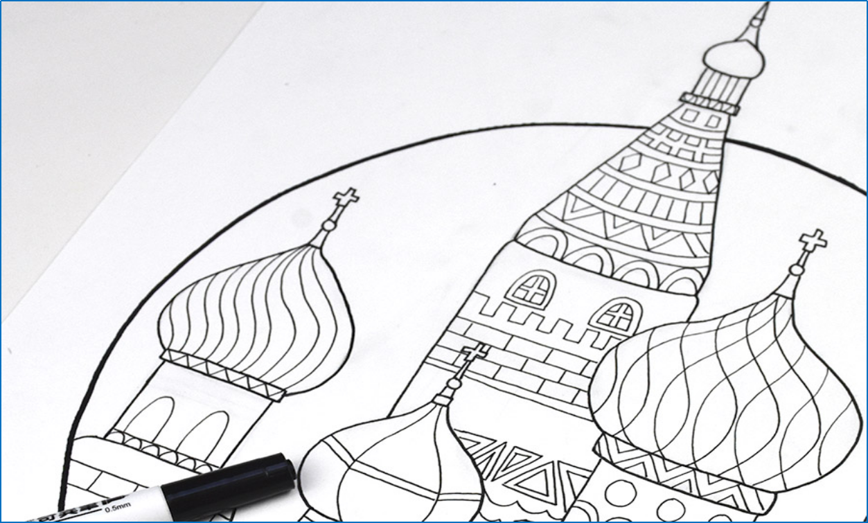 2018俄罗斯世界杯小学绘画(8-10岁儿童创意绘画:大教堂)