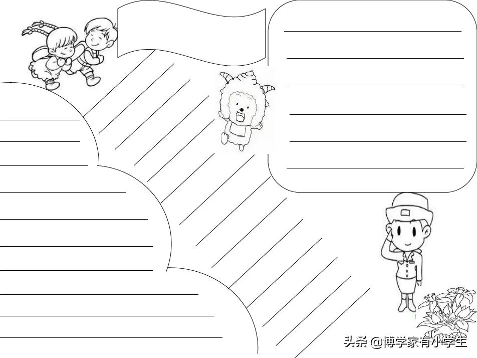 小编整理的这套手抄报模版,是纯净线条版,做小报首先得会做框架,把