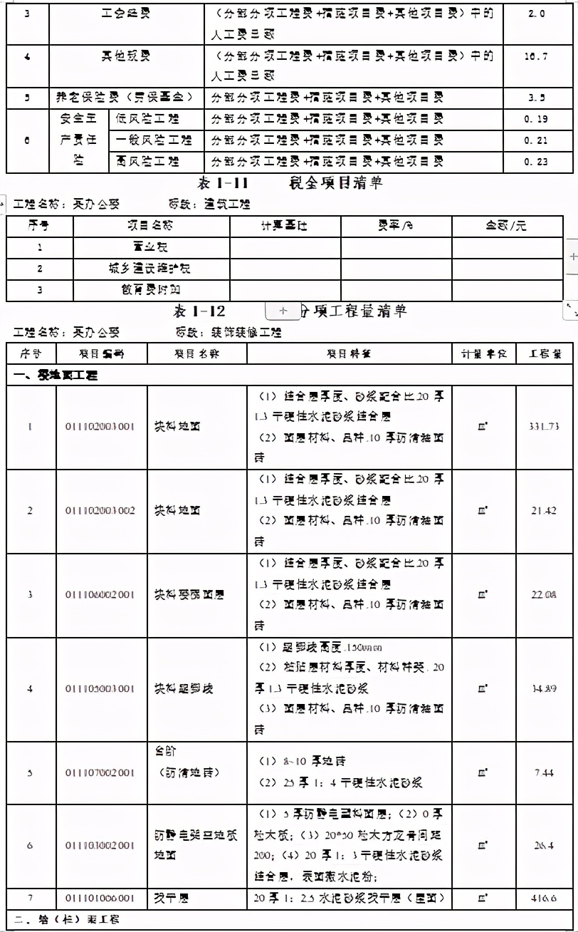 某办公楼工程量清单编制实例