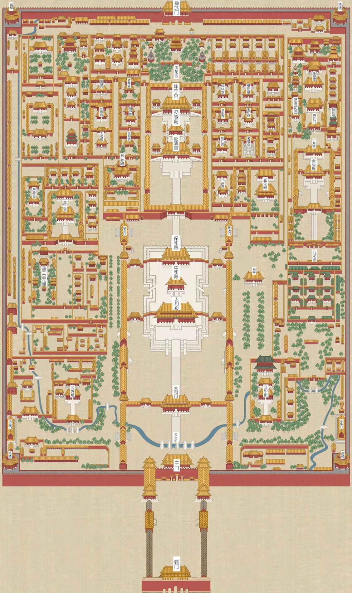 故宫平面图南京故宫宫城复原图北京故宫于明成祖永乐四年(1406年)开始