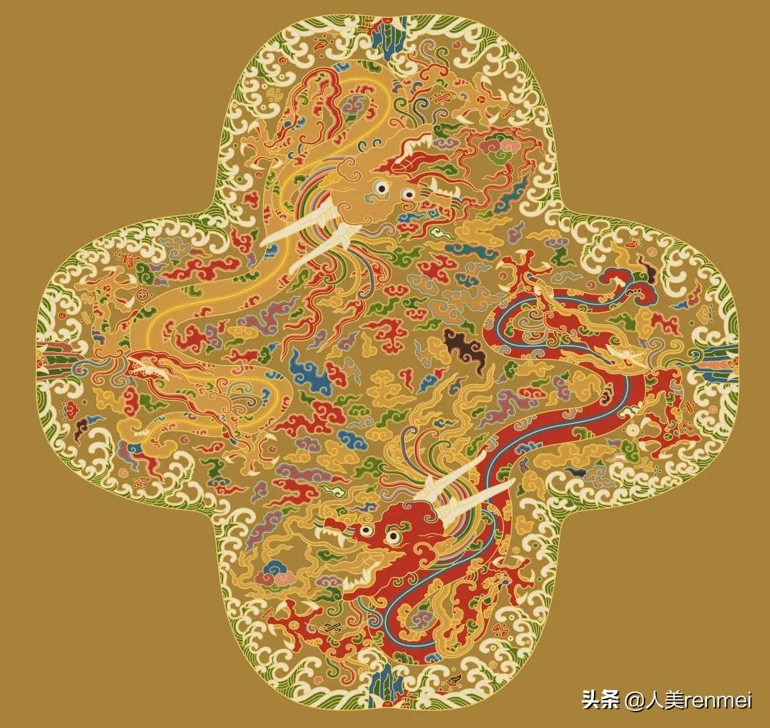 明代衍圣公香色麻飞鱼贴里的云肩里飞鱼拼合图孔府旧藏明代服饰中有