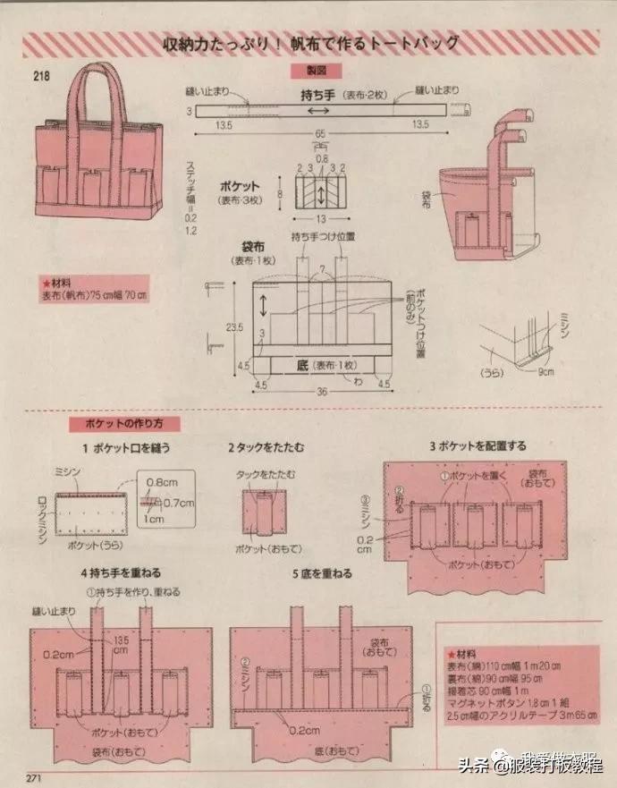 自制双肩包教程有尺寸（双肩包手提包裁剪纸样）