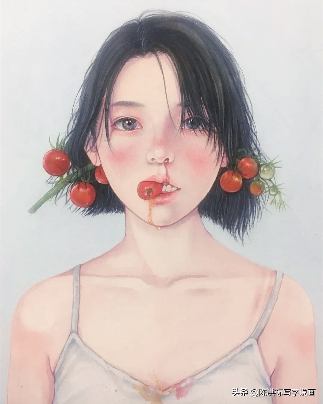 画中的人体太真实，少女伤心的泪水清晰可看，神情楚楚可怜惹人爱