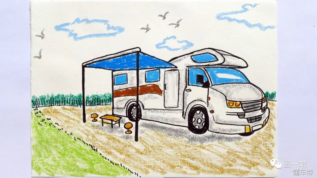 蜡笔画:画图识物,小朋友,你坐过房车旅游吗