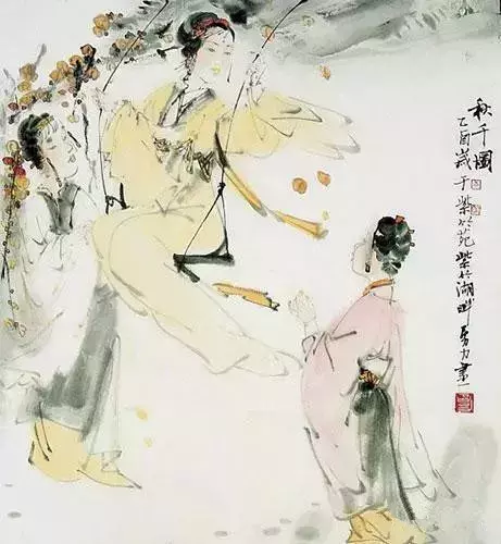 荷叶罗裙一色裁，芙蓉向脸两边开
