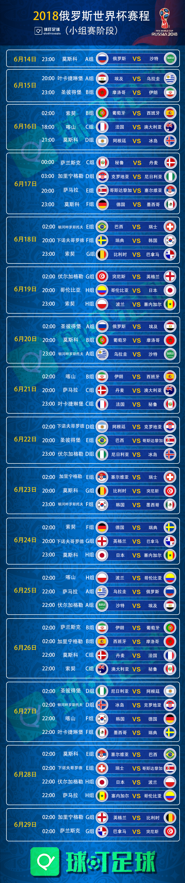世界杯赛程2018赛程表决赛（2018年俄罗斯世界杯即将开始（附官方完整赛程表，建议收藏））