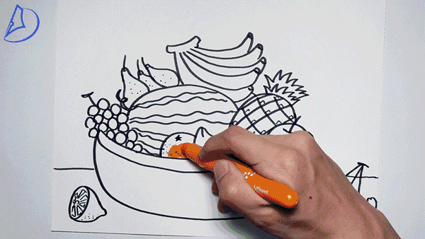 今天画一只丰盛的水果篮画一个水果篮子装水果