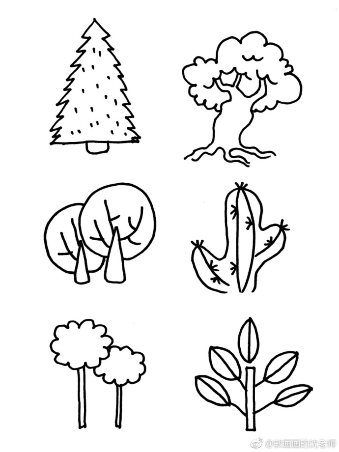 不同种类的树简笔画图片