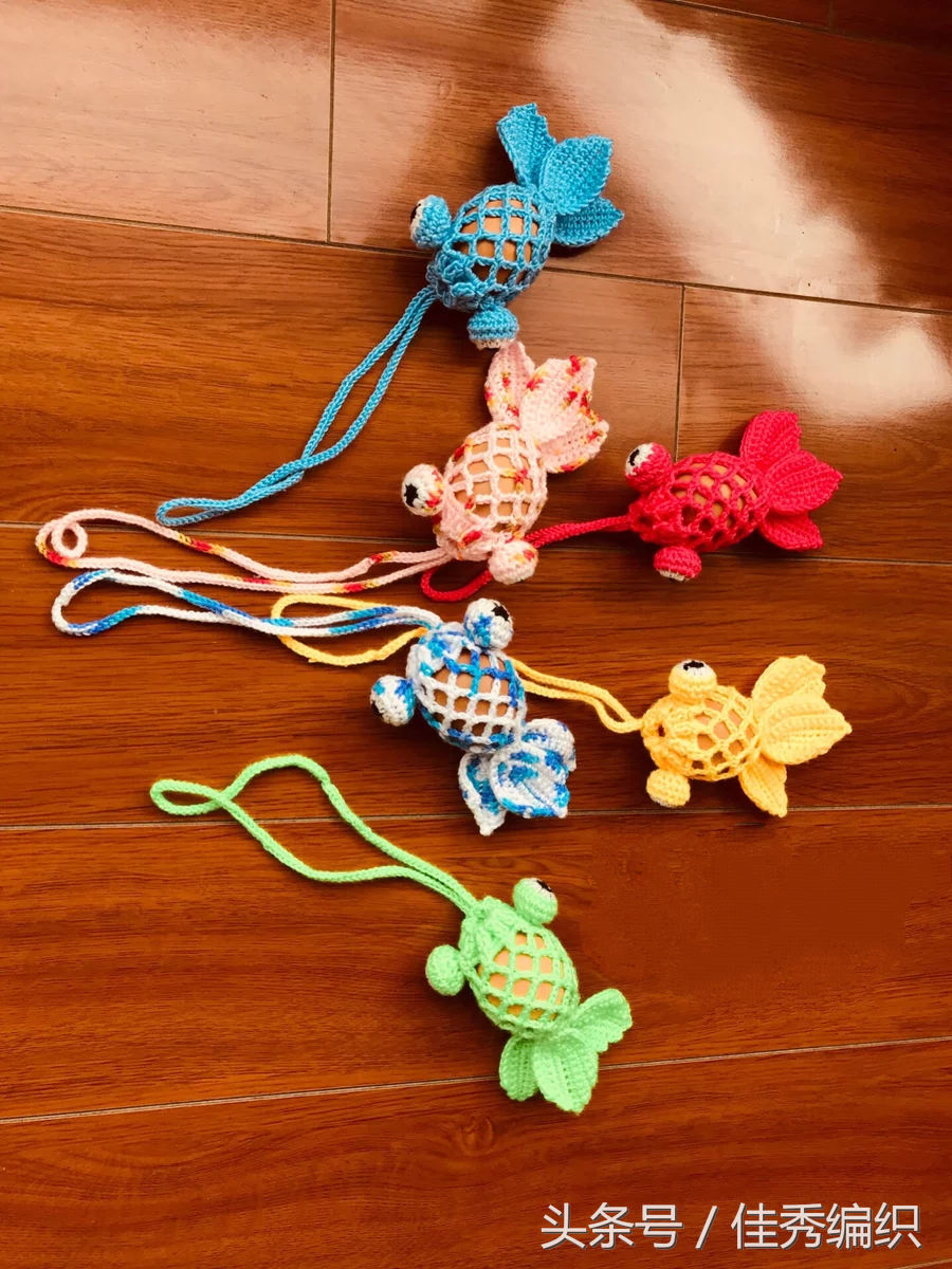 钩针编织技巧图解|端午蛋袋编织 端午节蛋袋2款小金鱼蛋袋
