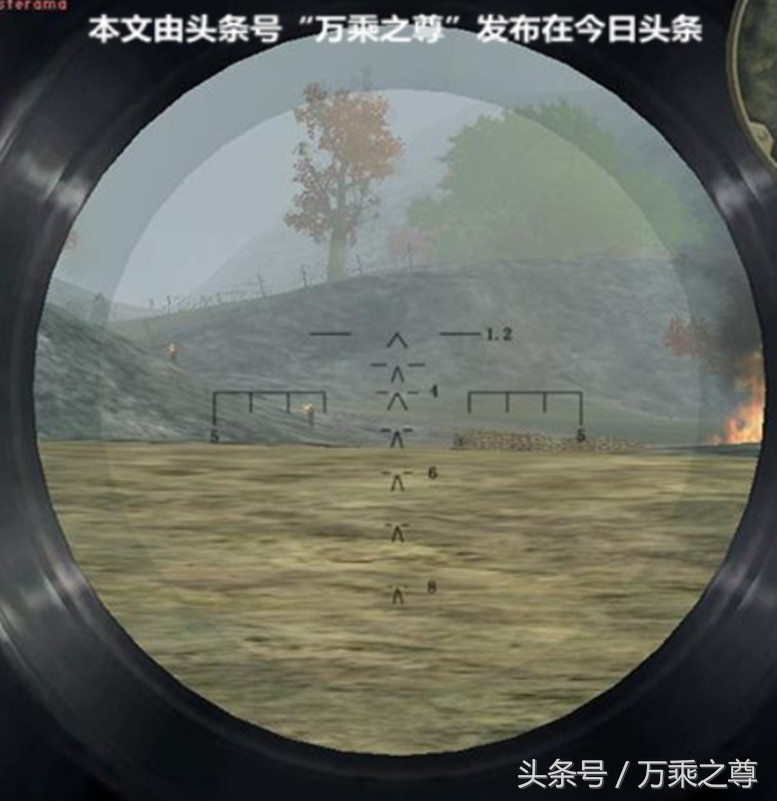 95式枪族配备的白光瞄准镜,测距分划上的数字2,3,分划对应200m,300m