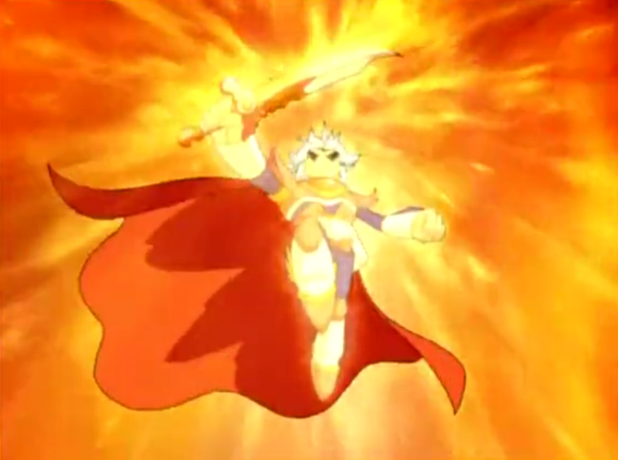 天晶兽变身成为一把天晶剑,问天还有了一个红斗篷