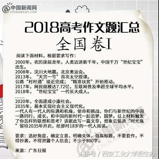 新鲜出炉！2018年全国各地高考作文题目（完整版）！看看哪个更扎心？
