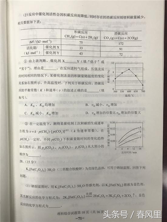 2018高考吉林卷理科综合真题及答案参考（全国卷II理综图文版）