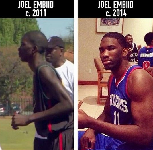 为什么nba球员肌肉不一样（5图看NBA球员从竹竿到肌肉的身材对比：字母哥的麒麟臂大了2倍）