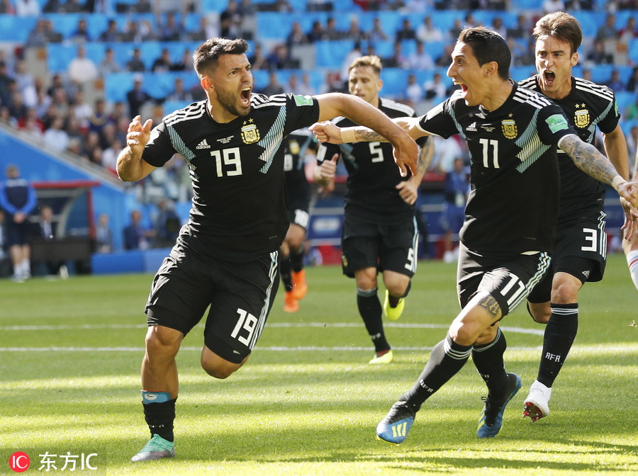 梅西失点 阿圭罗、芬博阿松分别建功 阿根廷1-1冰岛