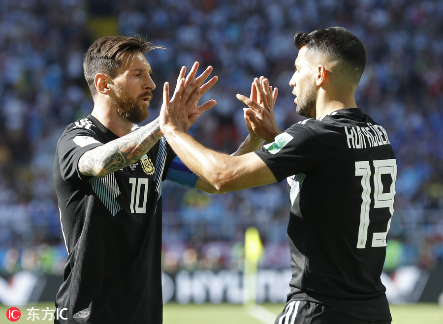 梅西失点 阿圭罗、芬博阿松分别建功 阿根廷1-1冰岛