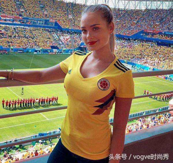 哥伦比亚女球迷，皓齿红唇惹人爱，日本女球迷，娇滴滴怕太阳晒
