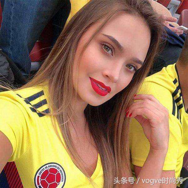 哥伦比亚女球迷，皓齿红唇惹人爱，日本女球迷，娇滴滴怕太阳晒