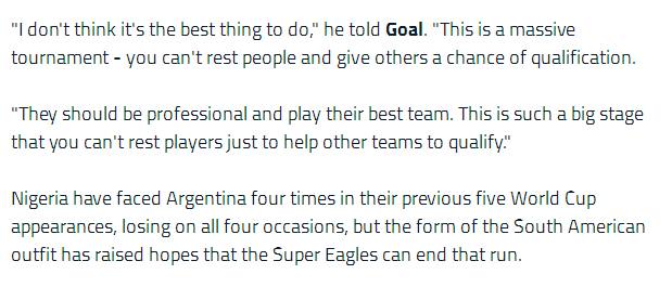 阿根廷尼日利亚必须赢(你可能看不懂！尼日利亚队长声援阿根廷，13%的概率恐创奇迹)