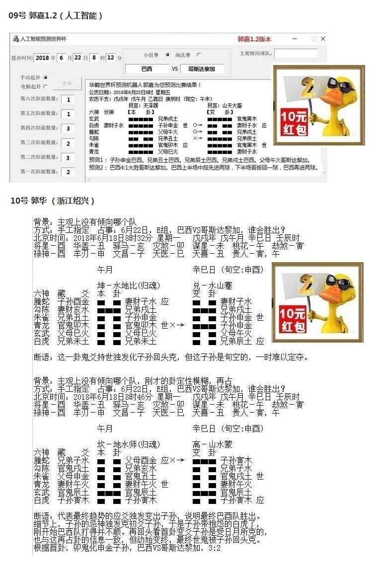 2018世界杯预测周易(“华鹤杯”周易竞猜第9轮成绩：内马尔进球痛哭，诸葛亮提前预告)