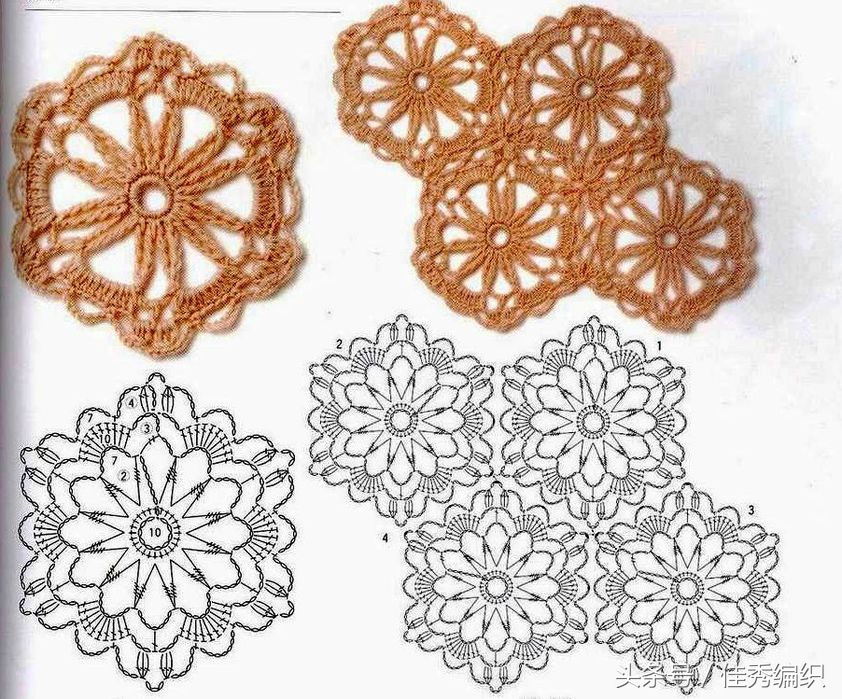 钩针编织花样图解大全 钩针单元花钩花图解大全 钩毛衣钩毯子必备