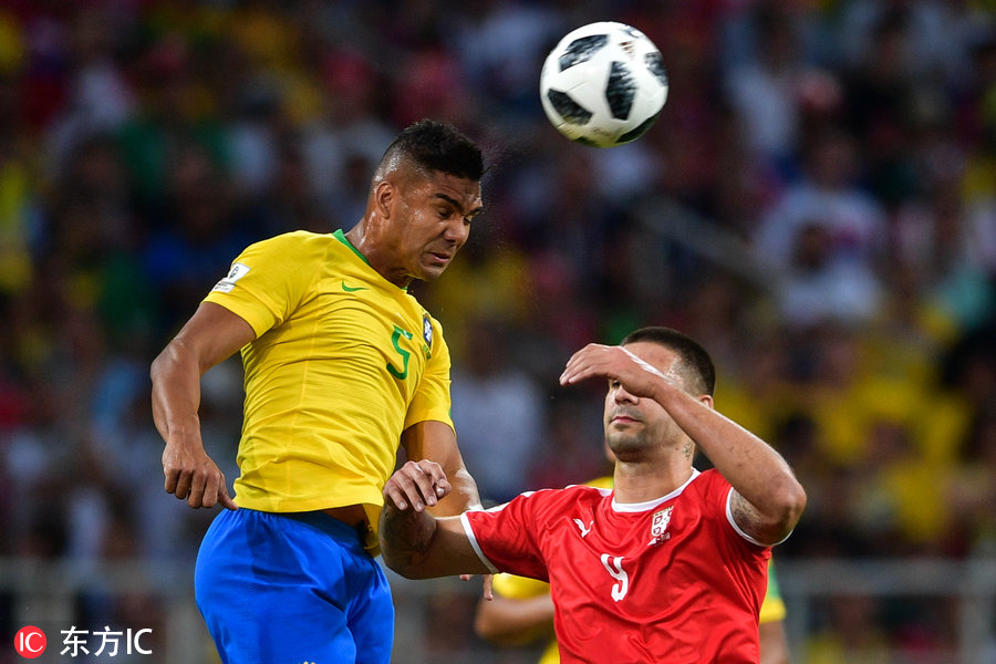保利尼奥挑射 蒂亚戈·席尔瓦头槌 巴西2-0塞尔维亚