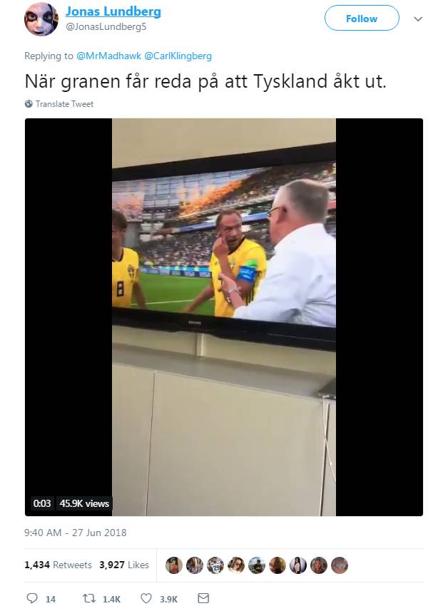 2018世界杯瑞典队长（您说啥？据说这是瑞典队长得知德国出局的反应）