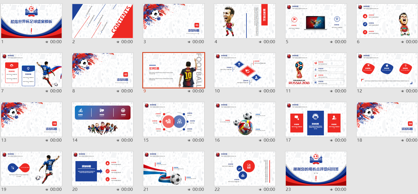 世界杯视频素材库(世界杯足球活动PPT模板，框架设计完整，直接套用不操心)