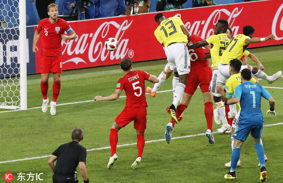 哥伦比亚1-1英格兰（点球3-4) 三狮终破世界杯十二码心魔