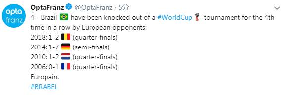 南非世界杯荷兰巴西（悲情！巴西已连续四届世界杯遭欧洲球队淘汰）