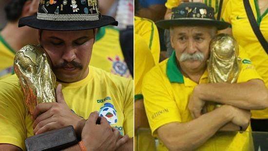 巴西球迷爷爷(传承！4年前巴西老爷爷捧金杯痛哭 如今老人去世儿子替他送别巴西)