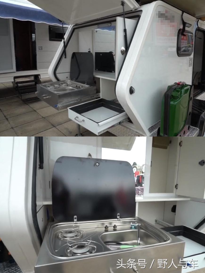 带厨房的越野帐篷小拖挂房车可睡4人仅售3.98万元，价格很亲民