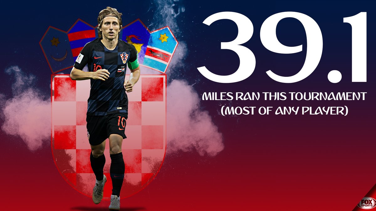 莫德里奇成为本届世界杯目前为止跑动最多的球员)