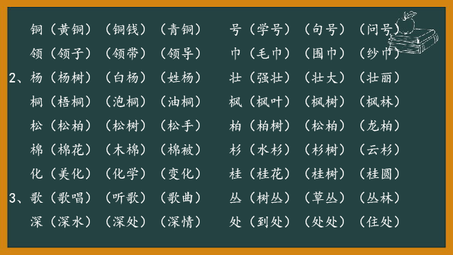 二年级语文上册生字表组词(2018人教版）