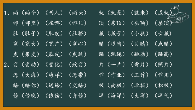 二年级语文上册生字表组词(2018人教版）