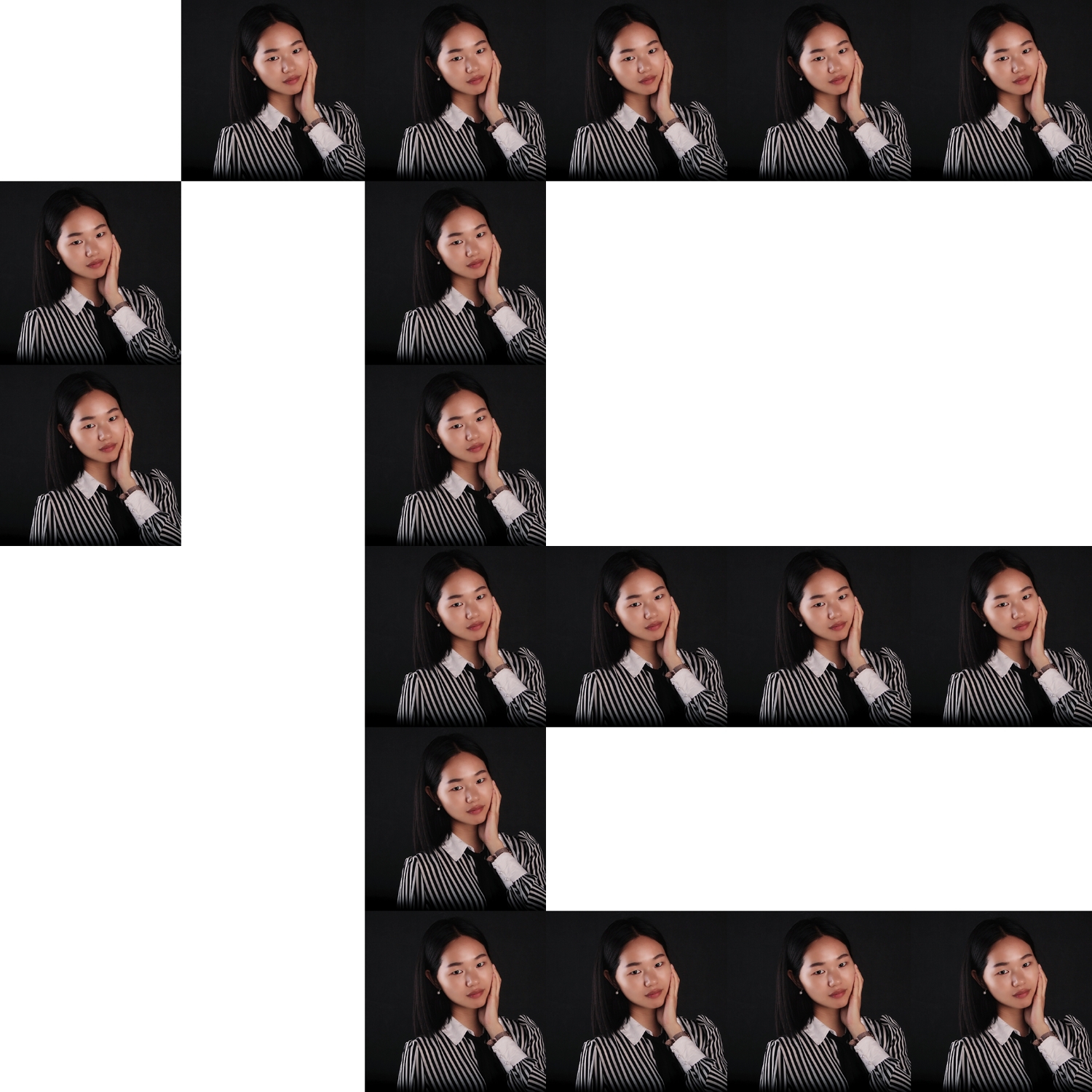 (1)打开美图秀秀,点击【拼图】,选择9张照片,然后选择【模板】里的第