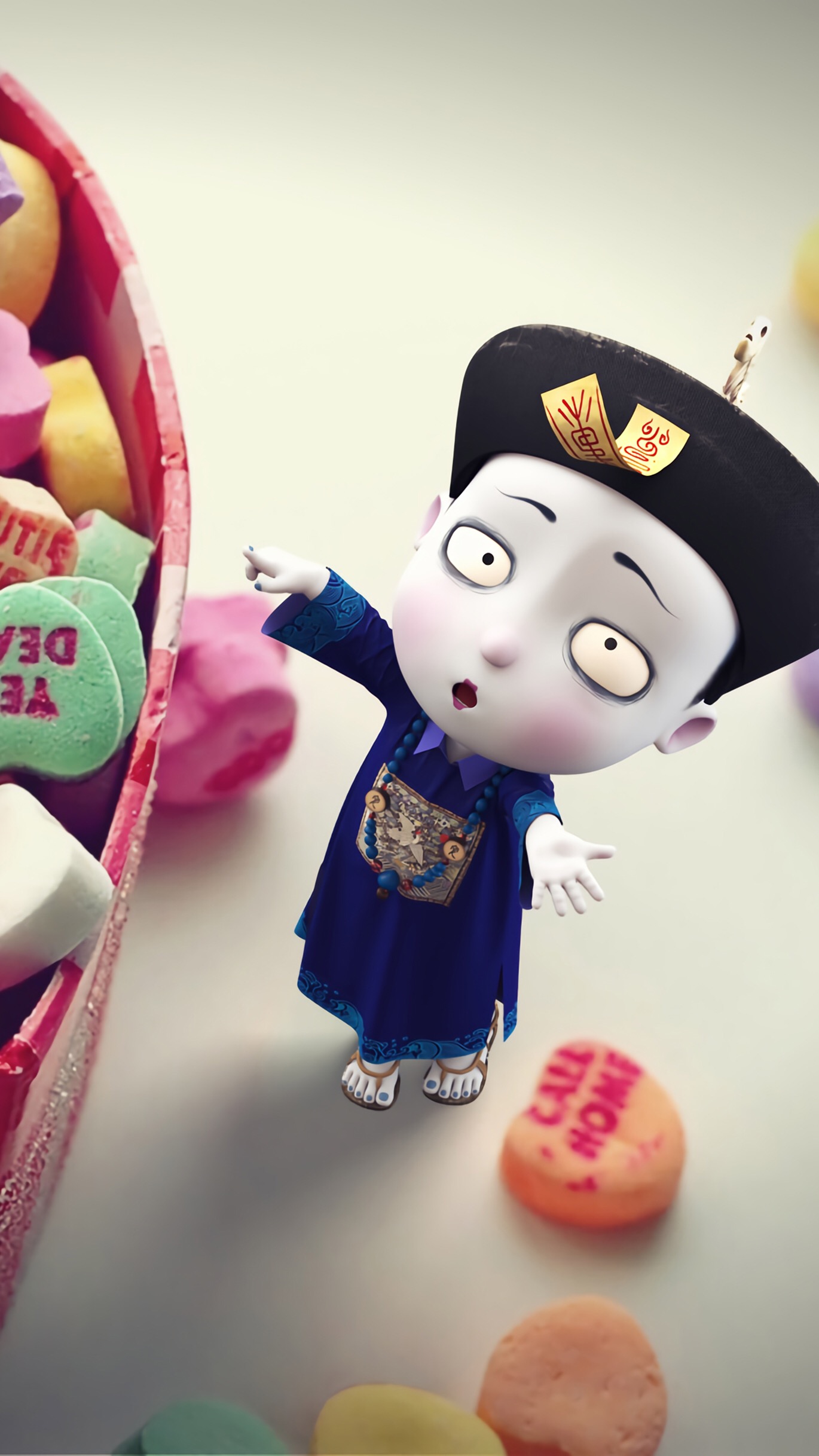 「手机壁纸」身披官服的中国风小僵尸,它就是僵小鱼