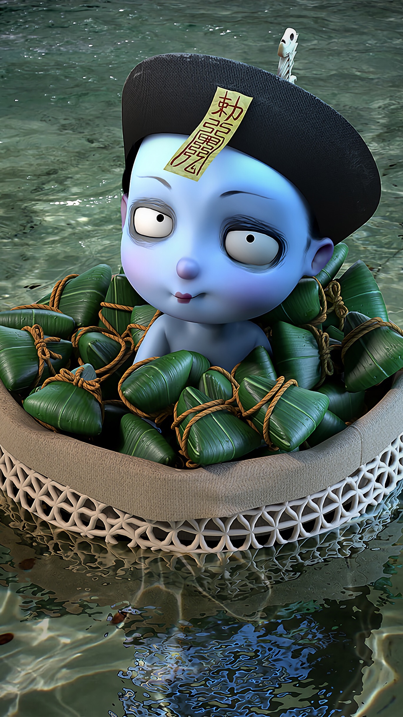 「手机壁纸」身披官服的中国风小僵尸,它就是僵小鱼